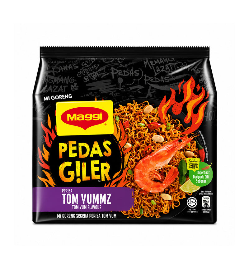MAGGI	Pedas Giler Tom Yummz Mi Goreng Instant Fried Noodles	5×76G