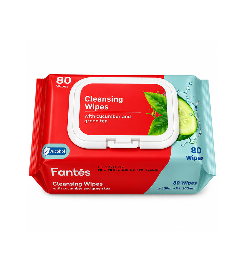 FANTÉS	Cleansing Wipes with Cucumber and Green Tea	80 wipes per pack, single wipe size 150mm×200mm