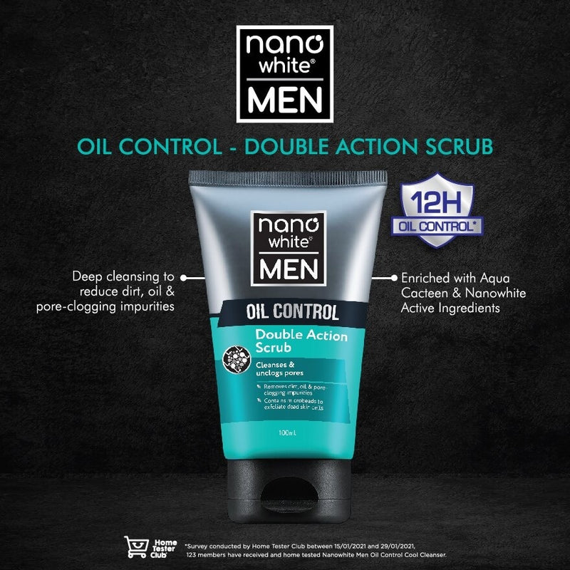 NANO WHITE MEN Oil Control Double Action Scrub for Men 100ml
