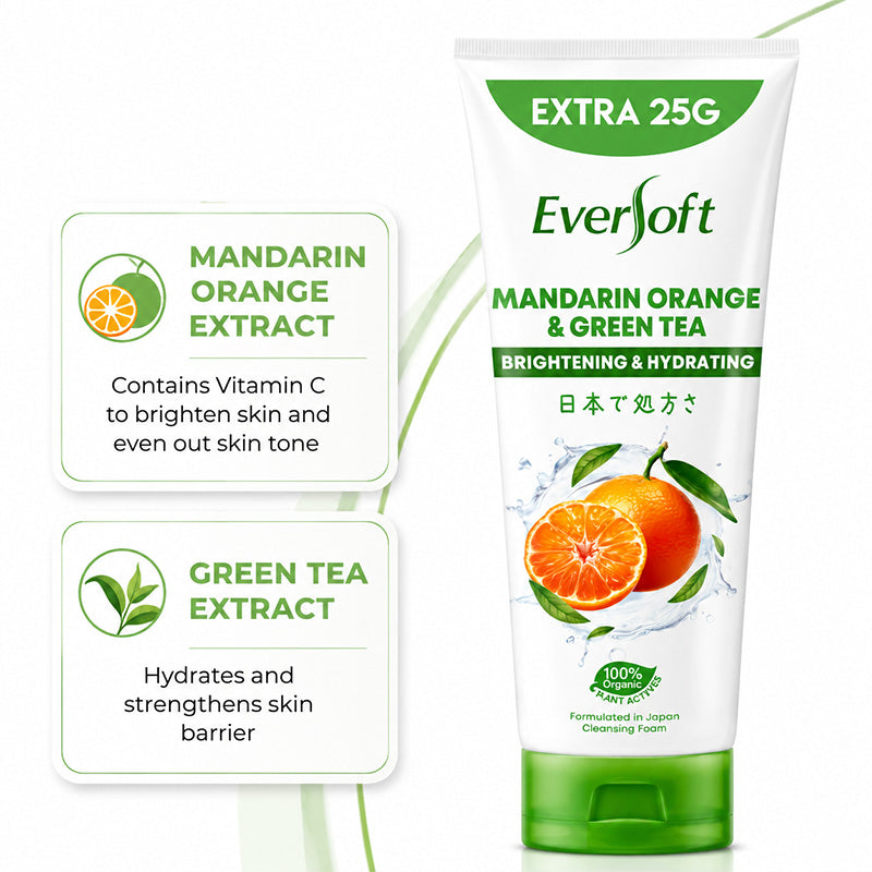 EVERSOFT 	Mandarin Orange & Green Tea Brightening & Hydrating Cleanser	195G