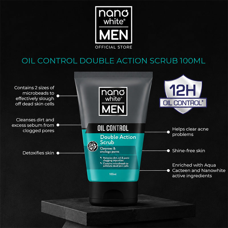 NANO WHITE MEN Oil Control Double Action Scrub for Men 100ml