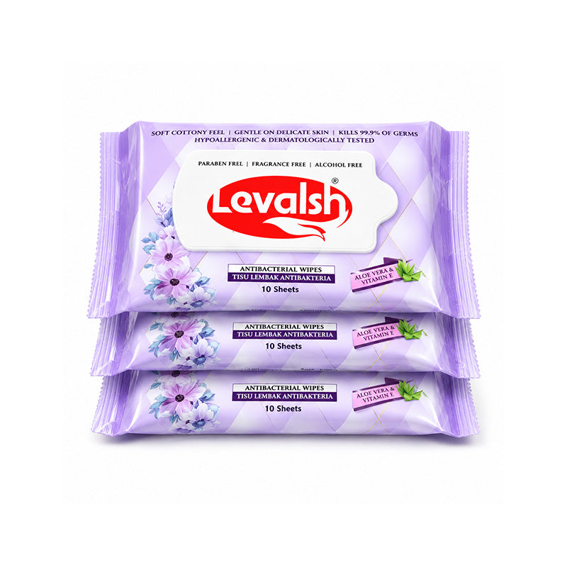 LEVALSH Antibacterial Wipes 3-Pack Bundle