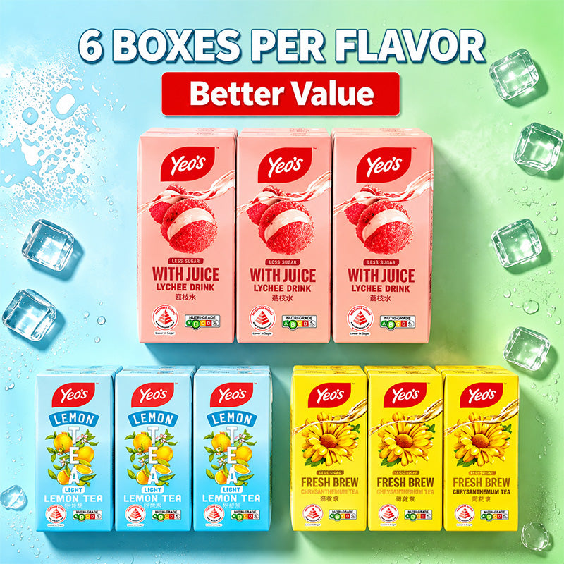 YEO'S Less Sugar Tetra Pack Drink 250ml × 6 Pack