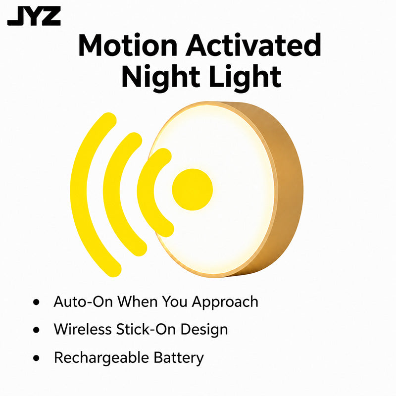 JYL Upgraded Rechargeable Motion Sensor Night Light, Warm Light (1PCS Pack)
