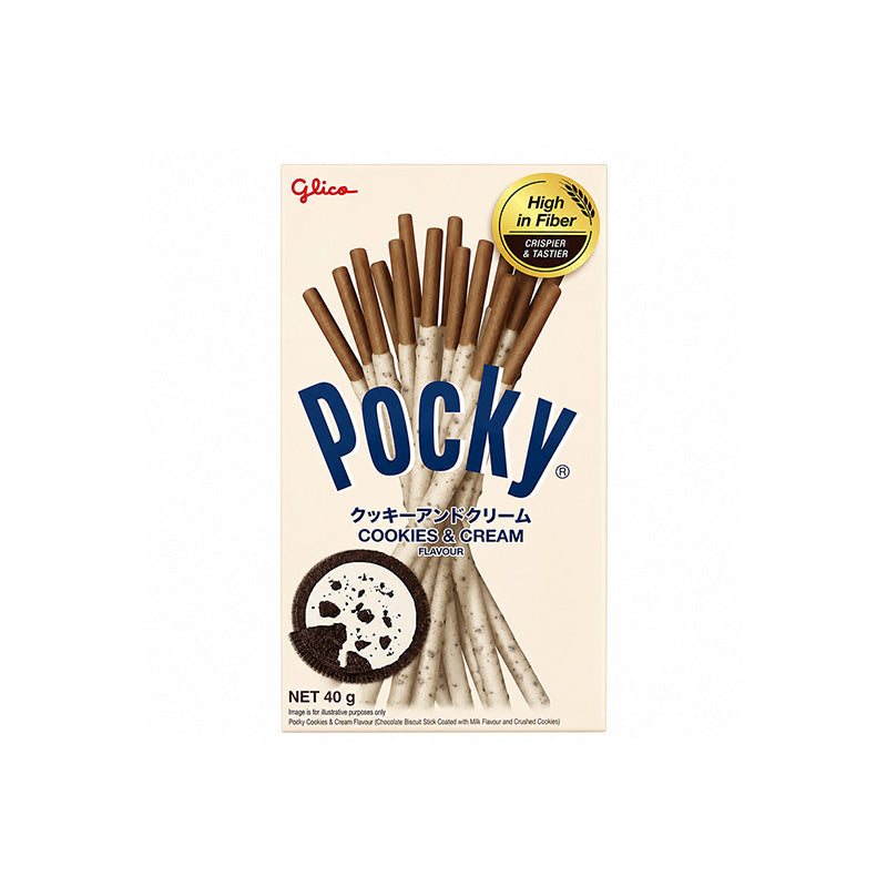 GLICO Pocky Cookies & Cream Flavour Biscuit Sticks 40G