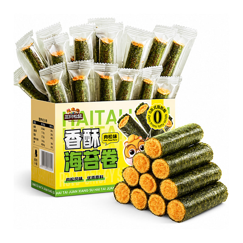 Three Squirrels Crispy Seaweed Roll with Meat Floss Filling 225g