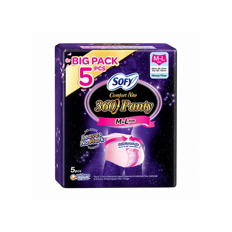 SOFY Comfort Nite 360 Panty Disposable Overnight Underwear M-L*5